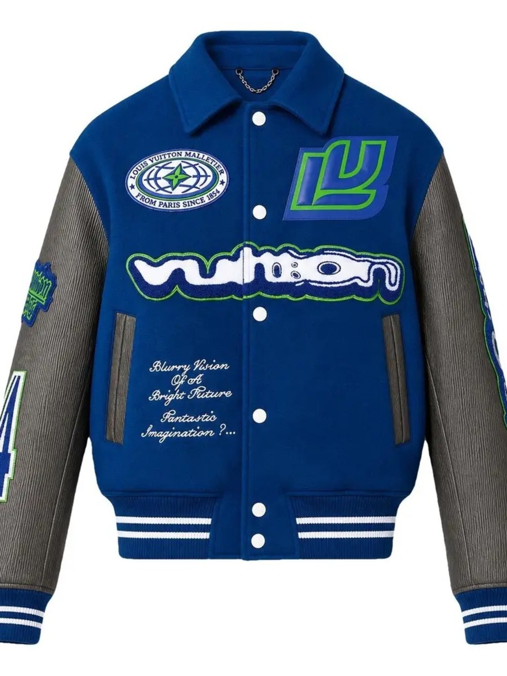 Louis Vuitton Blue Wool Varsity Blouson Jacket